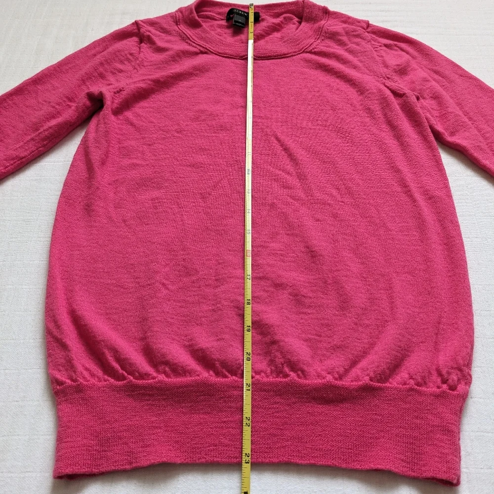 J. Crew Tippi Sweater 100% Merino Wool 3/4 Sleeve Womens XS Pink Barbie Office